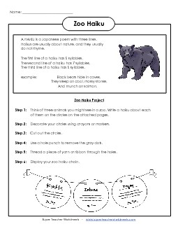 Haiku Zoo Project Poetry Worksheet