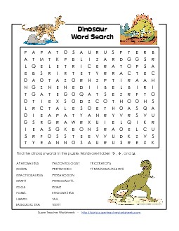 Dinosaurs Wordsearch Worksheet