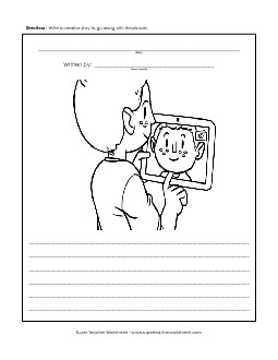 Tablet Kid Writing Storypics Worksheet