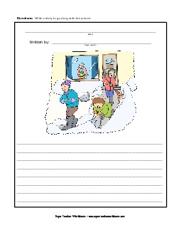 Winter Shovel Helpers (Color) Writing Storypics Worksheet