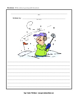 Winter Snow Golf (Color) Free Writing Storypics Worksheet