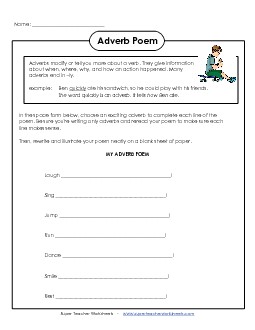 Adverb Poem Poetry Worksheet