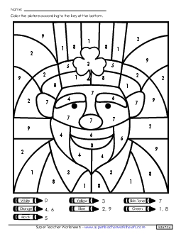 Color-by-Number - Leprechaun Stpatrick Worksheet