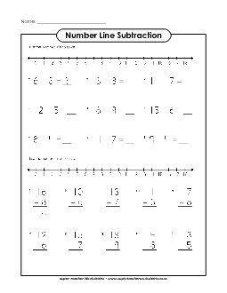 Number Line Subtraction 4 Worksheet