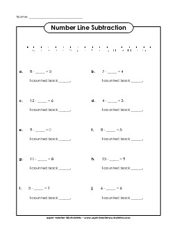 Number Line Subtraction 3 Worksheet