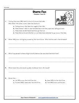 Questions for Chapters 9 & 10 Books Worksheet