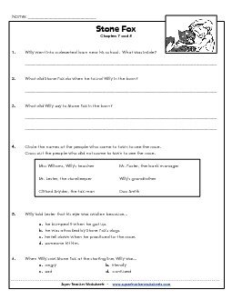 Questions for Chapters 7 & 8 Books Worksheet