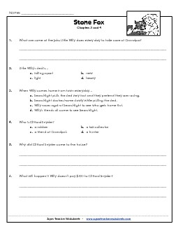 Questions for Chapters 3 & 4 Books Worksheet