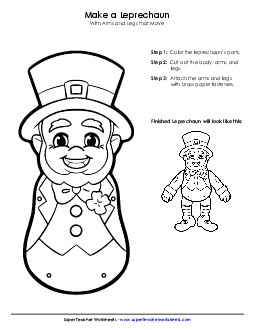 Leprechaun Cut-Out Craft Holiday Worksheet