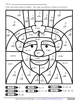 Basic Addition - Leprechaun Stpatrick Worksheet