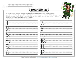 Letter Mix Up: Leprechaun (Primary) Stpatrick Worksheet