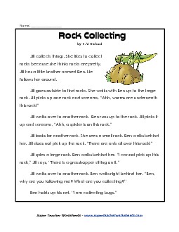 Rock Collecting (Fiction Story) 2nd Grade Reading Comprehension Worksheet