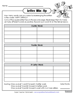 Spring Word Mix-Up (Intermediate) Worksheet