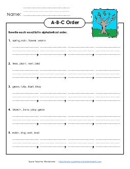 Spring ABC Order (Basic) Worksheet