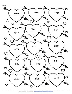 Division: Valentine Math Picture Holiday Worksheet