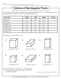 Volume  Worksheets Learning Tool