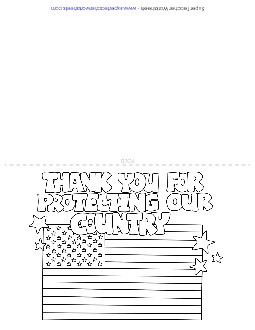 Card: Thank You for Protecting Veterans Day Worksheet