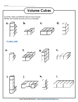 More Volume Cubes (Basic) Geometry Worksheet