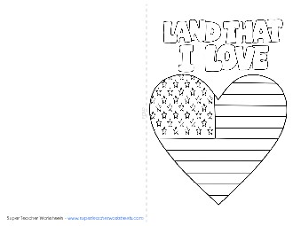 Card: Land That I Love Veterans Day Worksheet