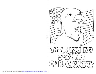 Card: Thank You for Serving Free Veterans Day Worksheet