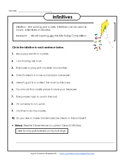 Infinitives Free Verbals Worksheet