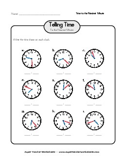 Time to the Nearest Minute 1 Free Worksheet