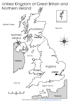 United Kingdom - Capital Cities Map Uk Worksheet