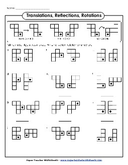 Translation, Rotation, Reflection w/ Examples Geometry Worksheet