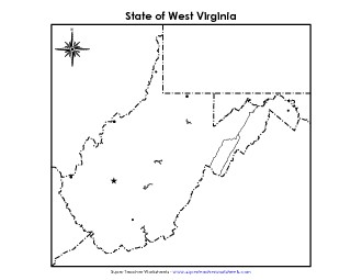 West Virginia Map (Blank Cities) State Maps Worksheet