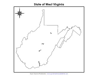 West Virginia Map (No Bordering States) State Maps Worksheet