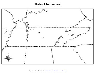 Tennessee Map (Blank Cities) State Maps Worksheet