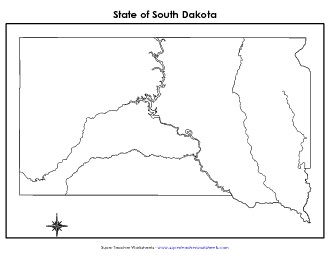 South Dakota Map (No Bordering States) State Maps Worksheet