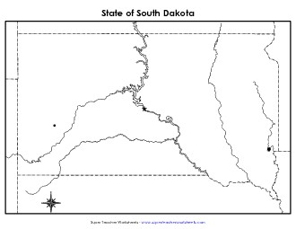 South Dakota Map (Blank Cities) State Maps Worksheet