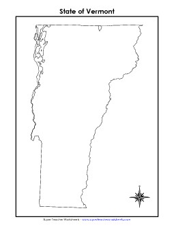 Vermont Map (No Bordering States) State Maps Worksheet