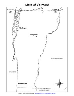 Vermont Map (Labeled) State Maps Worksheet