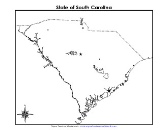 South Carolina Map (Blank Cities) State Maps Worksheet