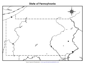 Pennsylvania Map (Blank Cities) State Maps Worksheet