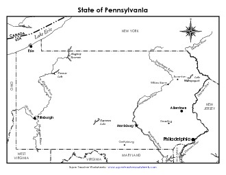 Pennsylvania Map (Labeled) State Maps Worksheet