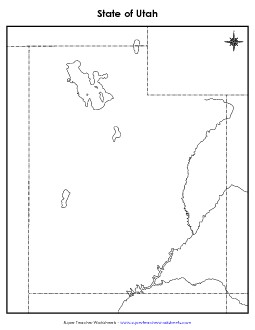 Utah Map (Blank) State Maps Worksheet