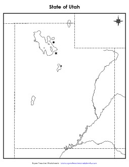 Utah Map (Blank Cities) State Maps Worksheet