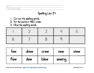 List 24:  ABC Order Spelling Worksheet