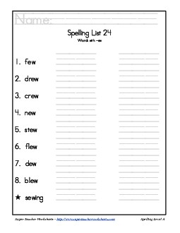 List 24: Word List Spelling Worksheet