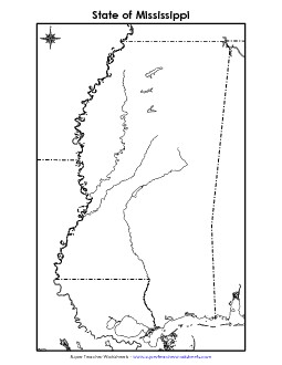 Mississippi Map (Blank) State Maps Worksheet