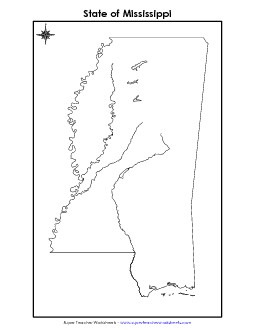 Mississippi Map (No Bordering States) State Maps Worksheet