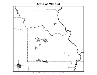 Missouri Map (Blank) State Maps Worksheet