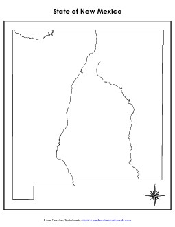 New Mexico Map (No Bordering States) State Maps Worksheet