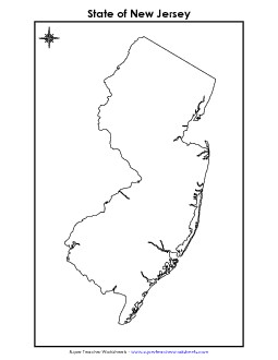 New Jersey Map (No Bordering States) State Maps Worksheet