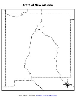 New Mexico Map (Blank Cities) State Maps Worksheet