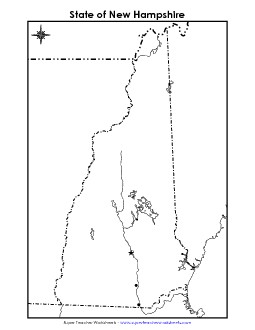 New Hampshire Map (Blank Cities) State Maps Worksheet