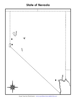 Nevada Map (Blank Cities) State Maps Worksheet